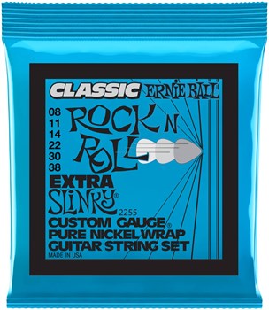 ERNIE BALL 2255 Classic Rock n Roll Pure Nickel Slinky Extra 8-38 - Струны для электрогитары P02255-1 - фото 8439