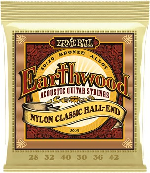 ERNIE BALL 2069 Earthwood 80/20 Folk Nylon 28-42 - Струны для классической гитары P02069-1 - фото 8546