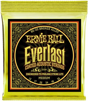 ERNIE BALL 2554 Everlast Coated 80/20 Bronze Medium 13-56 - Струны для акустической гитары P02554-1 - фото 8696