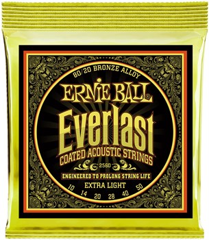 ERNIE BALL 2560 Everlast Coated 80/20 Bronze Extra Light 10-50 - Струны для акустической гитары P02560-1 - фото 8699