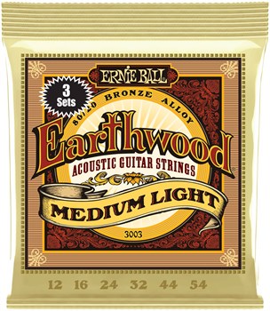 ERNIE BALL 3003 Earthwood 80/20 Bronze Medium Light 3 Pack 12-54 - Струны для акустической гитары P03003-1 - фото 8705