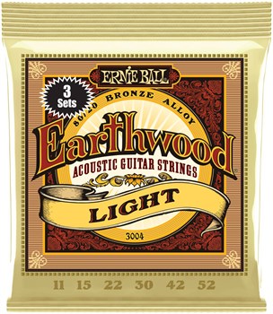 ERNIE BALL 3004 Earthwood 80/20 Bronze Light 3 Pack 11-52 - Струны для акустической гитары P03004-1 - фото 8706