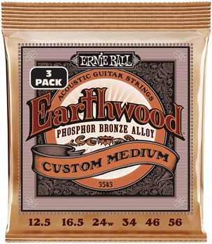 ERNIE BALL 3543 Earthwood Phosphor Bronze Custom Medium 3 Pack 12.5-56 - Струны для акустической гитары P03543-1 - фото 8712