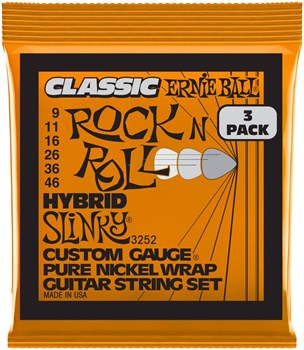 ERNIE BALL 3252 Pure Classic RnR Slinky Hybrid 3 Pack 9-46 - Струны для электрогитары P03252-1 - фото 8949