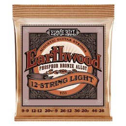 ERNIE BALL 2153 Earthwood Phosphor Bronze Light 9-46 - Струны для 12 струнной акустической гитары P02153-1