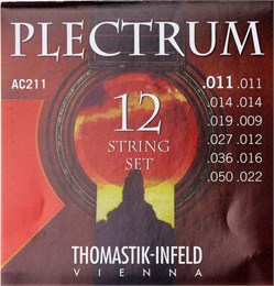 AC211 Plectrum Комплект струн для 12-струнной акустической гитары, сталь/бронза, 11-50, Thomastik AC211