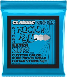 ERNIE BALL 2255 Classic Rock n Roll Pure Nickel Slinky Extra 8-38 - Струны для электрогитары P02255-1