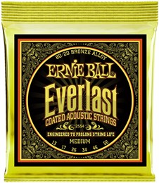 ERNIE BALL 2554 Everlast Coated 80/20 Bronze Medium 13-56 - Струны для акустической гитары P02554-1