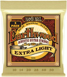 ERNIE BALL 3006 Earthwood 80/20 Bronze Extra Light 3 Pack 10-50 - Струны для акустической гитары P03006-1