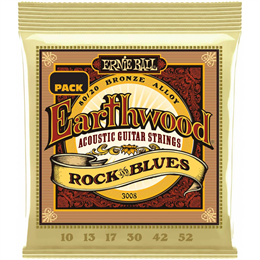 ERNIE BALL 3008 Earthwood 80/20 Bronze Rock&Blues 3 Pack 10-52 - Струны для акустической гитары P03008-1