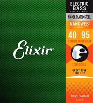 14002 NANOWEB Комплект струн для бас-гитары, никелированные, Super Light, 40-95, Elixir 14002 - фото 16139