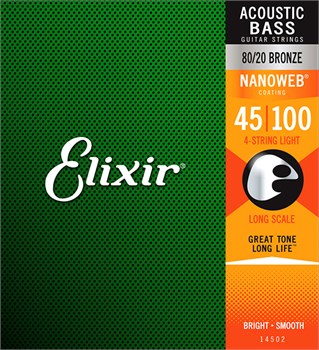 14502 NANOWEB Комплект струн для акустической бас-гитары, Light, 45-100, Elixir 14502 - фото 16144