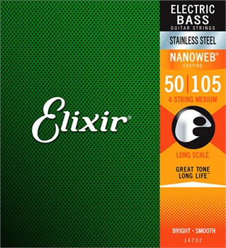 14702 NANOWEB Комплект струн для бас-гитары, нерж.сталь, Medium, 50-105, Elixir 14702 - фото 16152