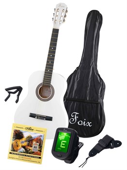 FCG-2036CAP-WH-3/4 Классическая гитара 3/4 с чехлом, ремнем, тюнером, белая, Foix FCG-2036CAP-WH-3/4 - фото 31423
