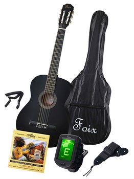 FCG-2039CAP-BK-MAT Классическая гитара с чехлом, ремнем, тюнером, черная матовая, Foix FCG-2039CAP-BK-MAT - фото 31424