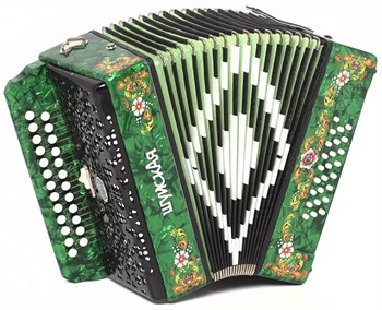 S32XL-A-GR Гармонь "Шуйская" 25х25-III-2, зеленая, Шуйская гармонь S32XL-A-GR - фото 34355