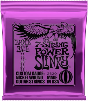 ERNIE BALL 2620 Nickel Wound Slinky Power 11-58 - Струны для электрогитары 7-струнной P02620