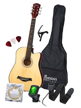 Mirra MAG-38CKIT-NAT Акустическая гитара, с вырезом, цвет натуральный, с аксессуарами MAG-38CKIT-NAT