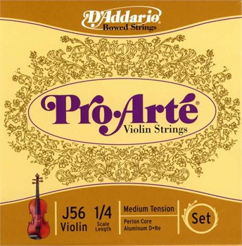 D'addario J56-1/4M-B10 Pro-Arte Струны для скрипки размером 1/4, среднее натяжение, 10 комплектов J56-1/4M-B10