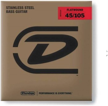 DUNLOP BASS FLATWND LG SCALE 45/105-4/SET комплект струн для бас-гитары, плоск обм DBFS45105
