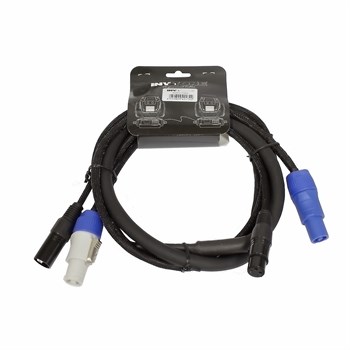 INVOTONE ADPC1002 - кабель смежный 3х1.5мм2 , 2х0.22мм2 PowerCon in/out - XLR DMX in/out 2 м ADPC1002