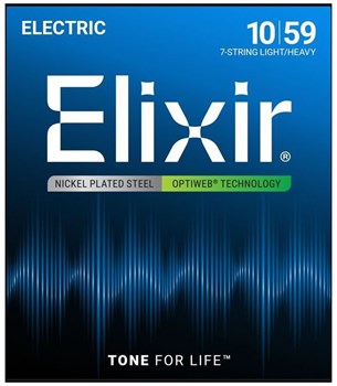 Elixir 19074 Optiweb Комплект струн для 7-струнной электрогитары, никелир. сталь, Light/Heavy 10-59 19074