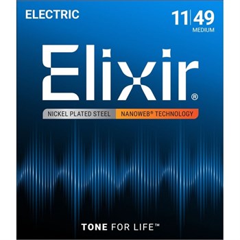 Elixir 12102 NANOWEB Комплект струн для электрогитары, Medium, 11-49 12102-1