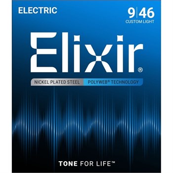 Elixir 12025 POLYWEB Комплект струн для электрогитары, никелированная сталь, Custom Light 9-46 12025-1