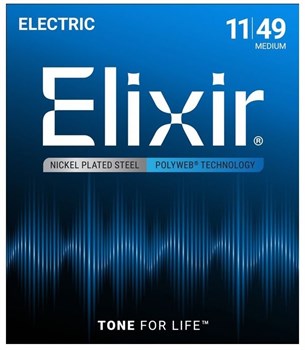 Elixir 12100 POLYWEB Комплект струн для электрогитары, никелированная сталь, Medium 11-49 12100-1