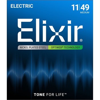 Elixir 19102 Optiweb Комплект струн для электрогитары, никелированная сталь, Medium 11-49 19102-1