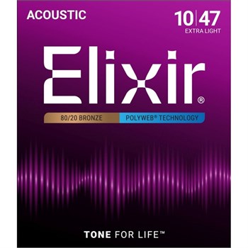Elixir 11000 POLYWEB Комплект струн для акустической гитары, Extra Light, бронза 80/20, 10-47 11000-1