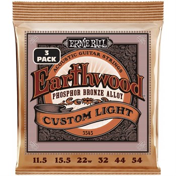 ERNIE BALL 3545 Earthwood Phosphor Bronze Custom Light 11.5-54 - Струны для акустической гитары 3545 - фото 973