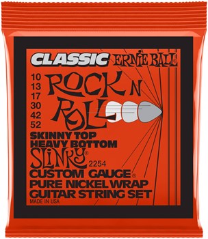 ERNIE BALL 2254 Classic Rock n Roll Pure Nickel Slinky Skinny Top Heavy Bottom 10-52 - Струны для электрогитары P02254