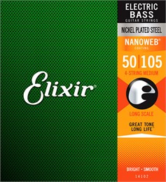 14102 NANOWEB Комплект струн для бас-гитары, никелированные, Heavy, 50-105, Elixir 14102