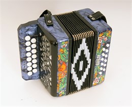 S40XL-C-BL Гармонь "Сувенир" 15х12-I, синяя, палехская роспись, Шуйская гармонь S40XL-C-BL