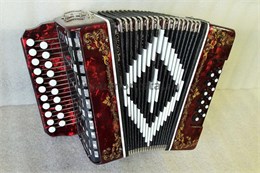 SZ48/1ХL-A-RED Гармонь «Чайка» 21х12-II, красная, ля мажор, роспись, Шуйская гармонь SZ48/1ХL-A-RED