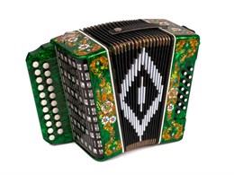 SZ48/1ХL-A-GR Гармонь "Чайка" 21х12-II, зеленая, ля мажор, роспись, Шуйская гармонь SZ48/1ХL-A-GR