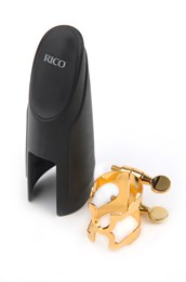 HTS2G H-Ligature Лигатура с колпачком на метал. мундштуки для саксофона тенор, позолоченная, Rico HTS2G