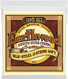 ERNIE BALL 2051 Earthwood Silk &amp; Steel Soft 9-46 - Струны для акустической 12-струнной гитары P02051