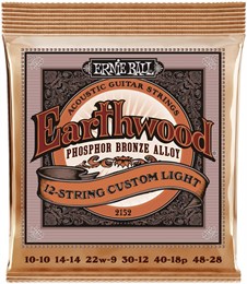 ERNIE BALL 2152 Earthwood Phosphor Bronze Custom Light 10-46 - Струны для акустической 12-струнной гитары P02152