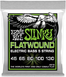 ERNIE BALL 2816 Flatwound Slinky Regular 45-130 - Струны для бас-гитары 5-струнной P02816