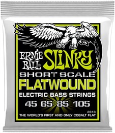 ERNIE BALL 2818 Flatwound Slinky Regular Short Scale 45-105 - Струны для бас-гитары P02818