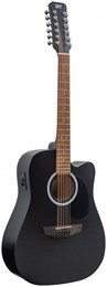 JET JDEC-255/12 BKS - 12-струнная электроакустическая гитара с вырезом, цвет черный JDEC-255/12 BKS