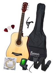 Mirra MAG-38CKIT-NAT Акустическая гитара, с вырезом, цвет натуральный, с аксессуарами MAG-38CKIT-NAT