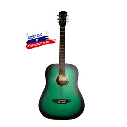 Кунгурская Акустика D-Green-52 Гитара акустическая, зеленая D-Green-52