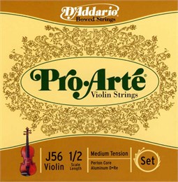 D'addario J56-1/2M Pro-Arte Комплект струн для скрипки размером 1/2, среднее натяжение J56-1/2M