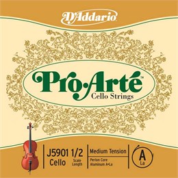 D'addario J5901-1/2M-B10 Pro-Arte Отдельная струна A/Ля для виолончели размером 1/2, ср. нат, 10шт J5901-1/2M-B10