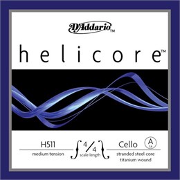 D'addario H511-4/4M-B10 Helicore Отдельная струна Ля/A для виолончели размером 4/4, ср. натяж, 10шт H511-4/4M-B10
