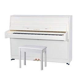 KAWAI K-15E WH/P - пианино, 110х149х59, 193 кг., банкетка (600), белый полир., механизм Ultra Respon K-15E WH/P