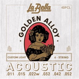 La Bella 40PCL Golden Alloy Комплект струн для акустической гитары, бронза 80/20, 11-52 40PCL